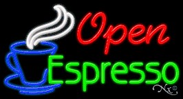 Espresso Open Business Neon Sign